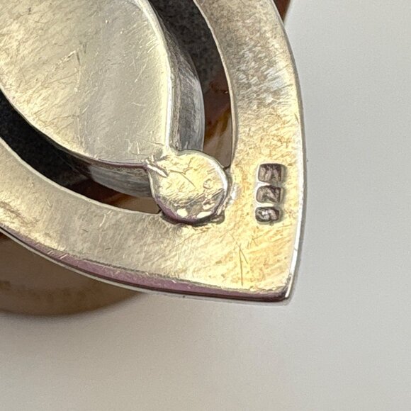 VTG Sterling Silver 925 Turquoise Marquise Interwoven Pendant Size 2.5" Length - Picture 7 of 10